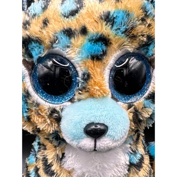 Ty Beanie Boo Cobalt Leopard Plush Stuffed Animal 6" Blue & Tan Spotted Toy - Picture 8 of 14